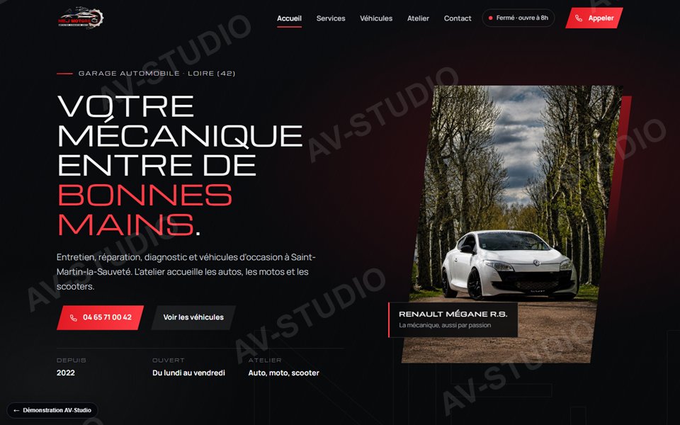 Page d'accueil du site NEJ Motors